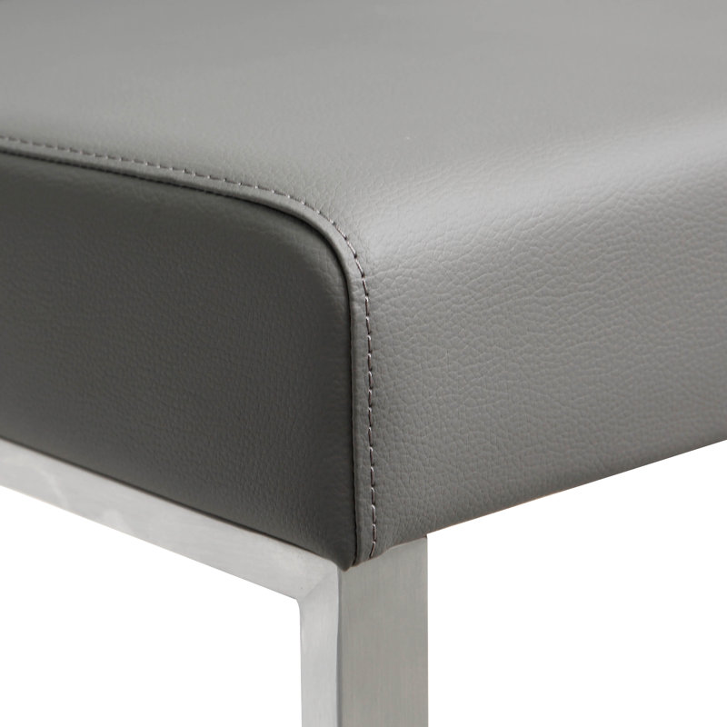 Upholstered Counter Stool with Metal Frame, 78cm, Grey/Silver