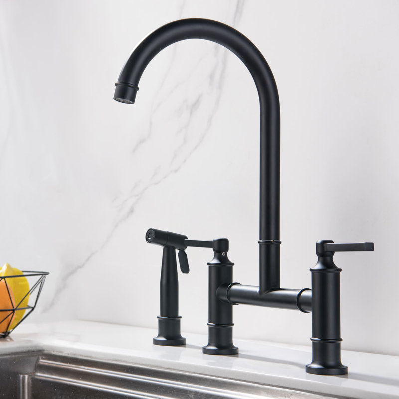AWZTOO Kitchen Faucet with Side Spray, Matte Black