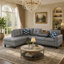 Faux Leather Sectional Sofa With Ottoman-131255605