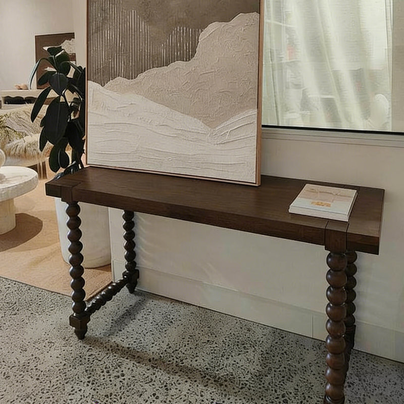Console américaine de style rétro brun, H 30,7 po x l 55,1 po x P 17,7 po