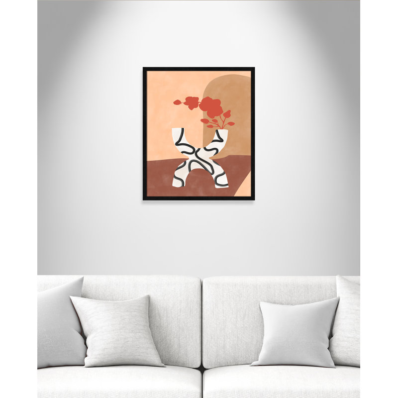 «Curved Elegance Print» par Ristova, L 21,5 po x H 25,5 po, Grain de bois noir, Impression encadrée