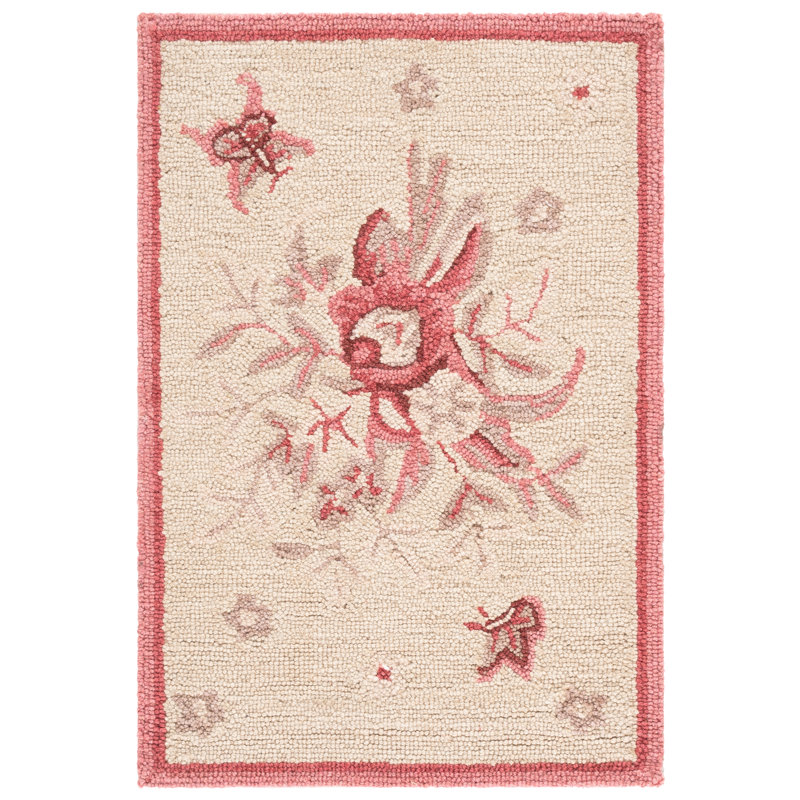 Jonsson Hand Hooked Wool Floral Rug, Rectangle 2'6" x 4'