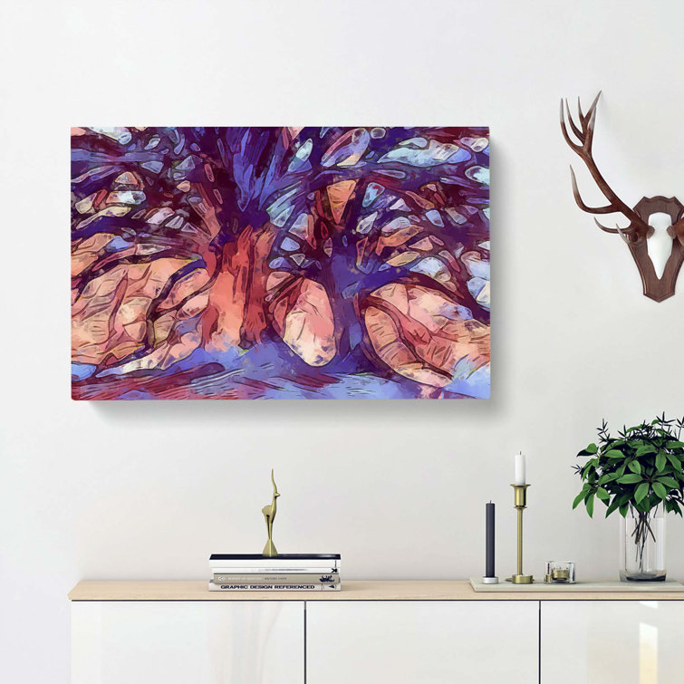 Two Beautiful Trees In Abstract - Wrapped Canvas Painting
