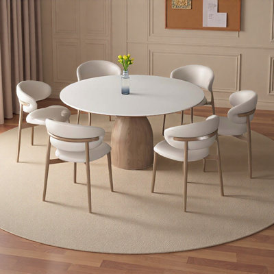 8-Person Modern Banquet Set with Stone-Top Table and Chairs