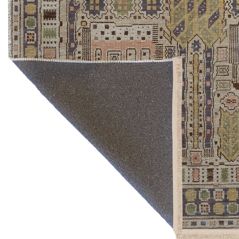 Tapis décoratif rétro à motif traditionnel beige, Rectangle 4 pi x 8 pi 3 po