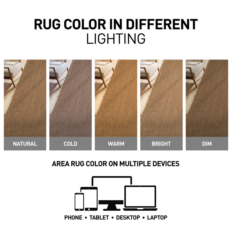 Geometric Natural/Jute Easy-Care Indoor/Outdoor Flat Woven Area Rug, Rectangle 5' x 7', Natural