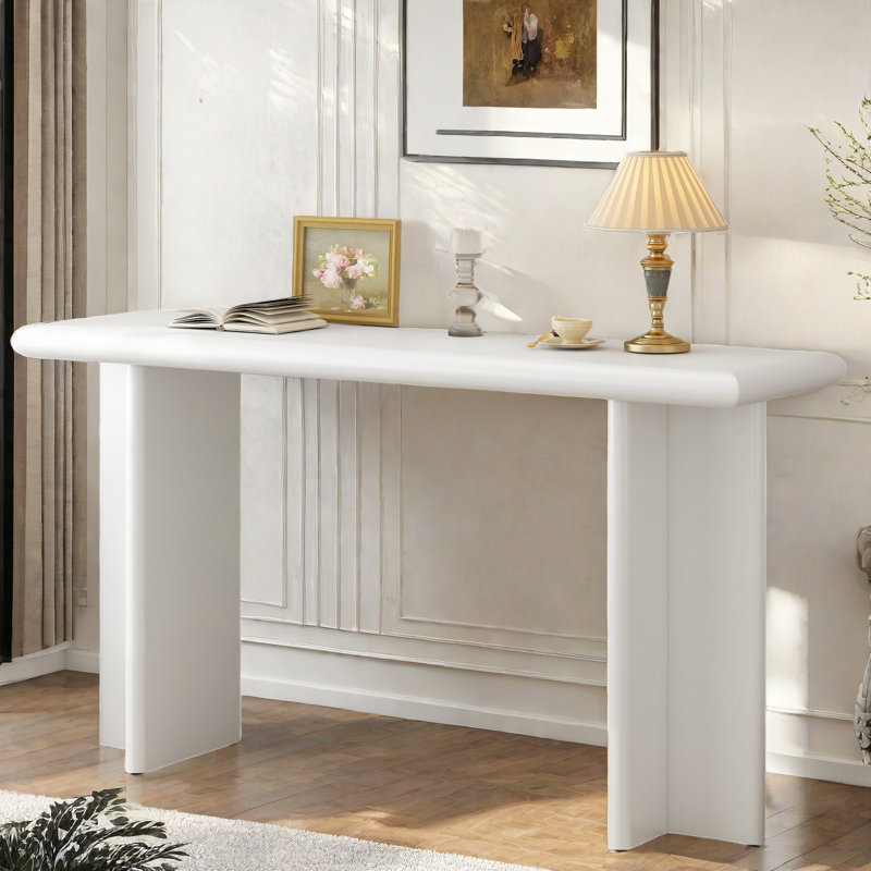 Tuckerman Modern Console Table With L-shaped Legs And Round Corners, White