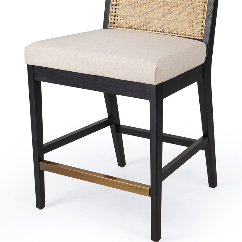 Antonia Cane Armless Counter & Bar Stool, Counter Stool (27" Seat Height), Brown/Natural/Taupe