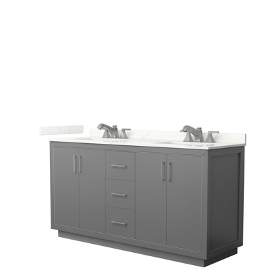 66'' Double Bathroom Vanity with Quartz Top