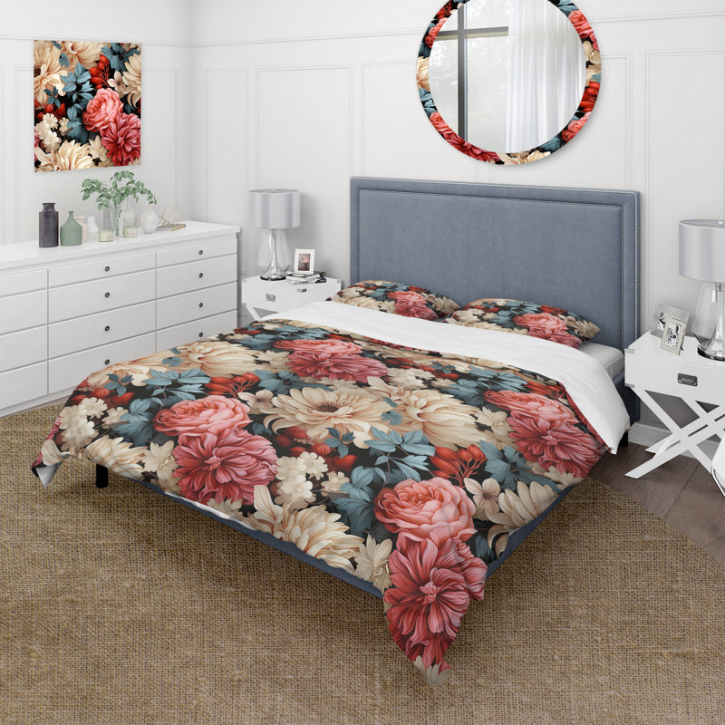 Literie Nauris, Housse de couette pour grand lit et 2 taies décor