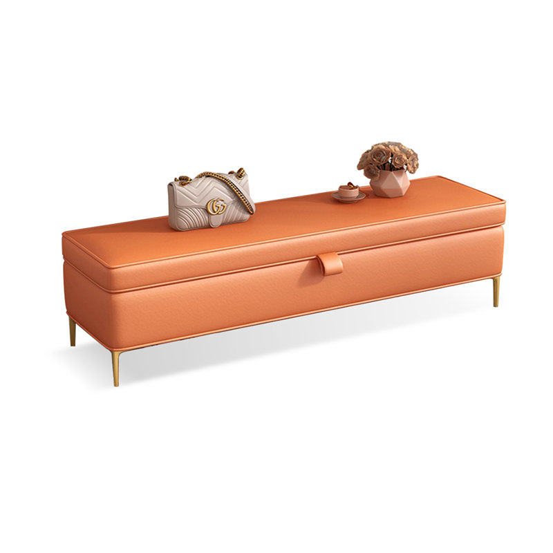 Banc rembourré orange, H 17,72 po x l 62,99 po x P 15,75 po