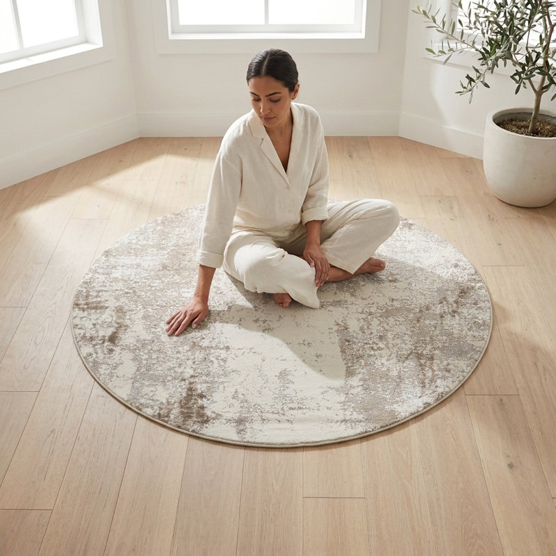 Tapis tissé à la machine Hardej, Rond 5 pi