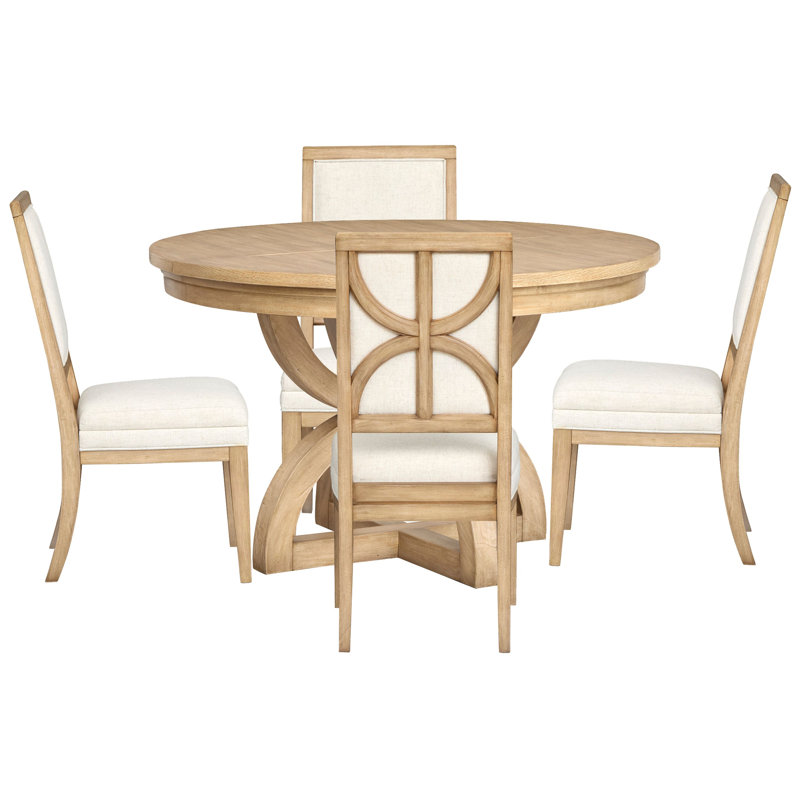 Table de salle à manger extensible 48 po avec 4 chaises d'appoint rembourrées Gordonville, 5 pièces: table, 4 chaises