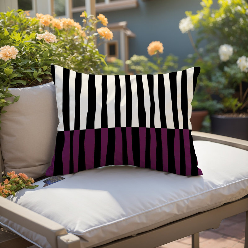 Coussin décoratif réversible Humphrey, H 25 po x l 18 po, Pourpre / Blanc cassé