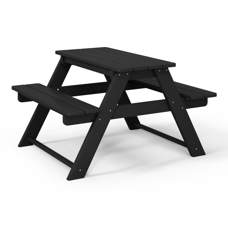 Kids Outdoor Poly Picnic Table, Black