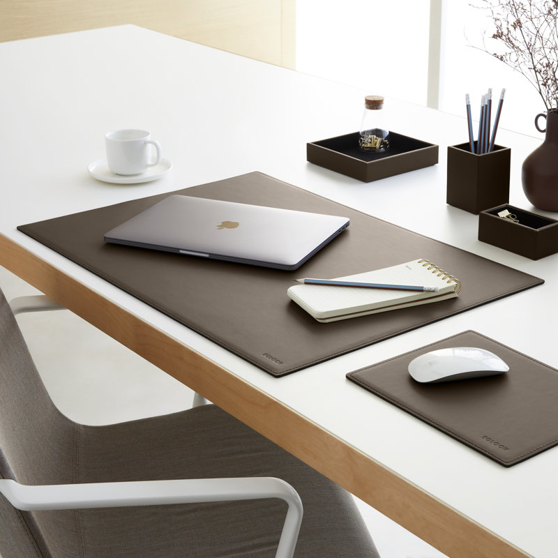 Mercurio Leather / Faux Leather Desk Pad, Taupe Grey