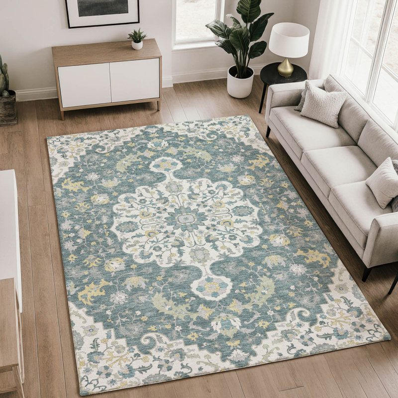 Tapis Global Premium lavable à la machine Villers AMF2564, Teal, 10' x 14'