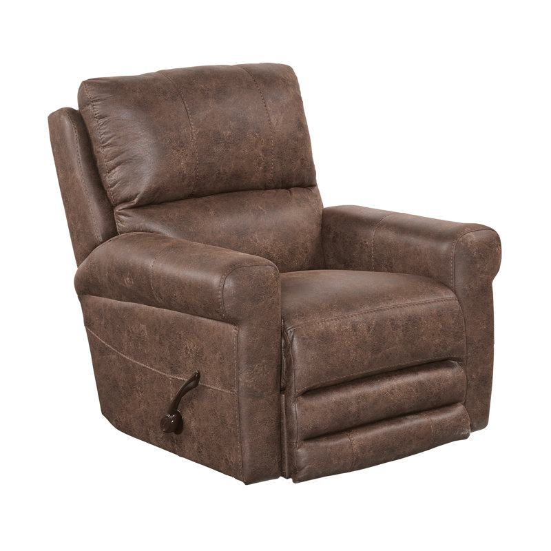 Effingham Upholstered Swivel Recliner, Brown Polyester Blend