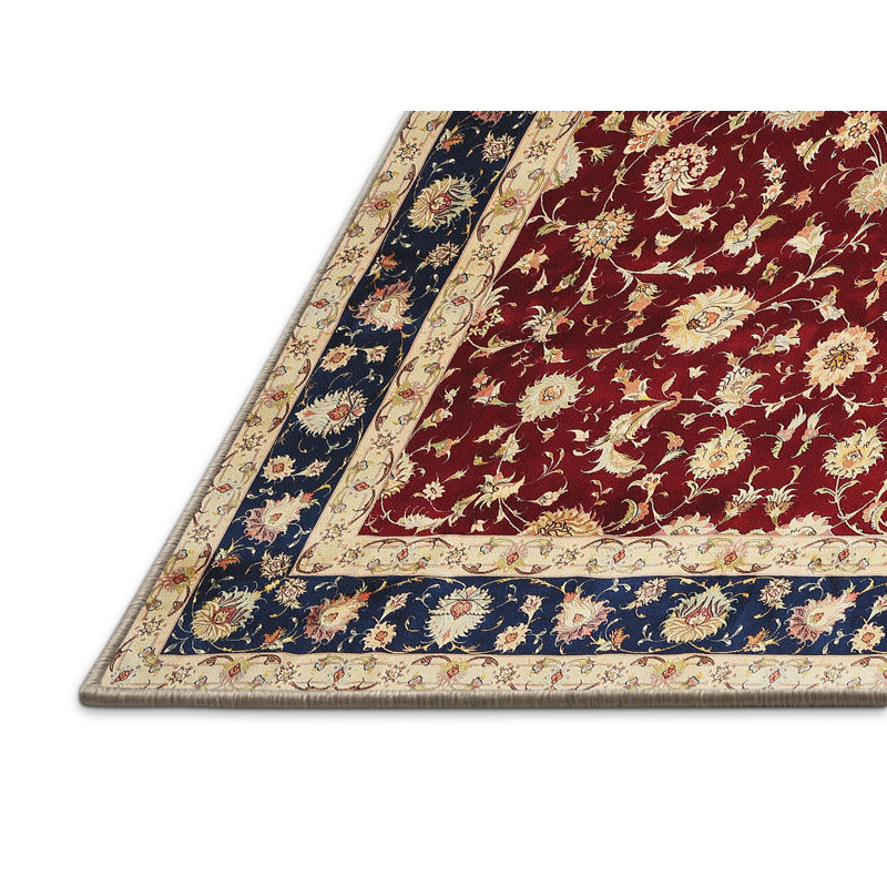 Tapis traditionnel rouge / noir Grimson, Rectangle 8 pi x 10 pi