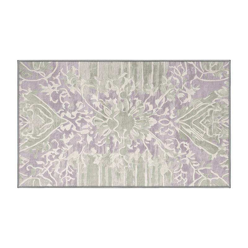 Machine Washable Gray Area Rug, Rectangle 4' x 6'