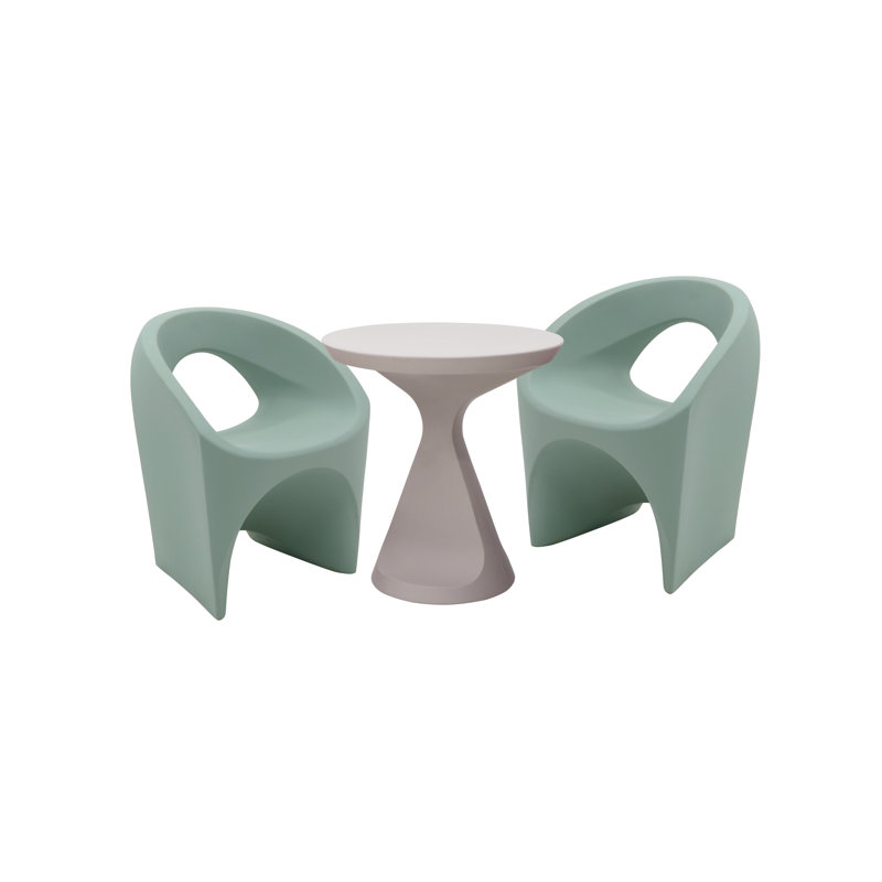 Tramontina Jet 3 Pcs. Polyethylene Lounge Set, Sage Green, Grey