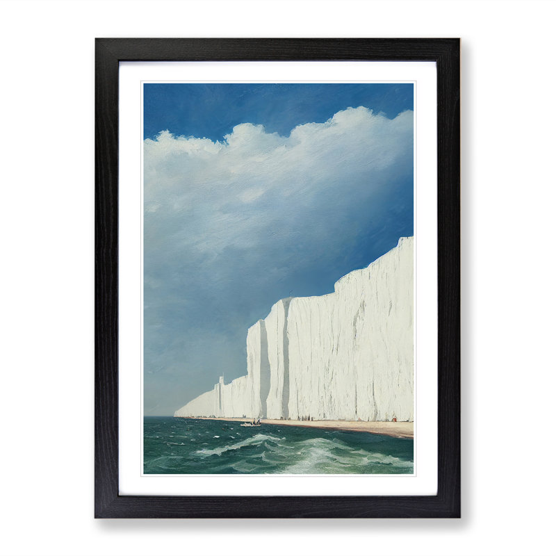 XV1022-5224X White Cliffs Of Dover Landscape - Single Picture Frame Print, Black Framed, 46cm H x 34cm W