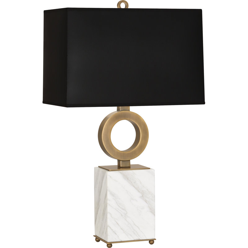 Oculus Table Lamp, Black Opaque, Warm Brass/White Marble