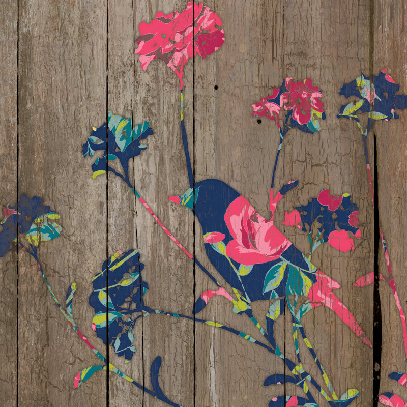 Bird Flower Silhouette - Wrapped Canvas Print, 122cm H x 122cm W x 3.8cm D