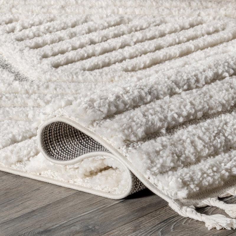 Geometric Shag Tassel Area Rug, Rectangle 6'7" x 9'