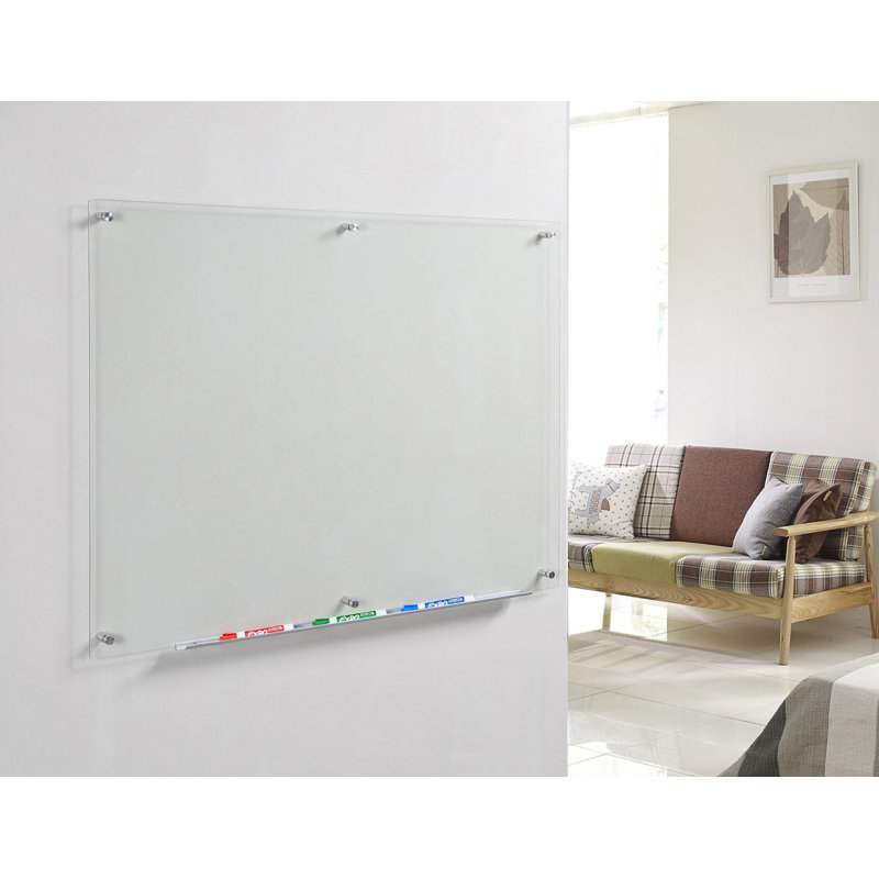 Ultra Clear Frameless Glass Dry-Erase Board with Aluminum Tray, 36" x 48"