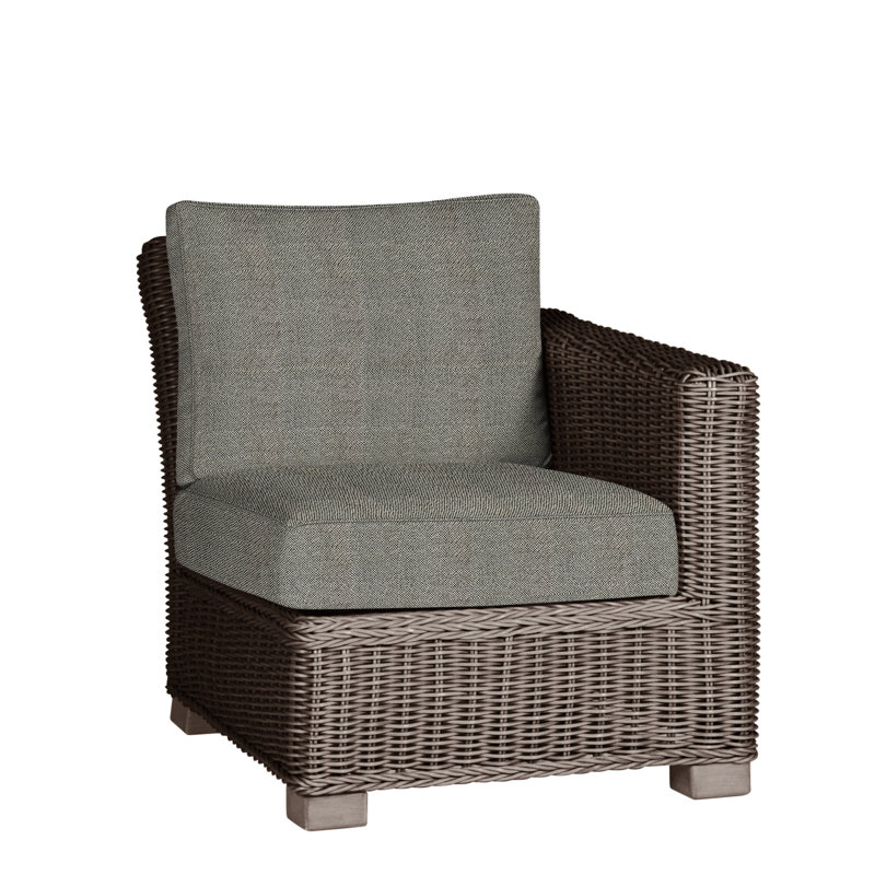 Rustic Patio Lounge Chair with Cushions, Welt, Oyster, Intermix Bark