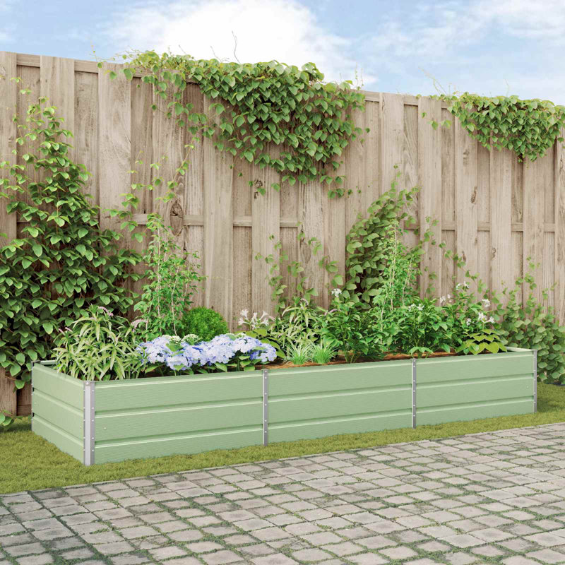 Planter Galvanised Steel, Pastel Green, 45cm H x 290cm W x 100cm D
