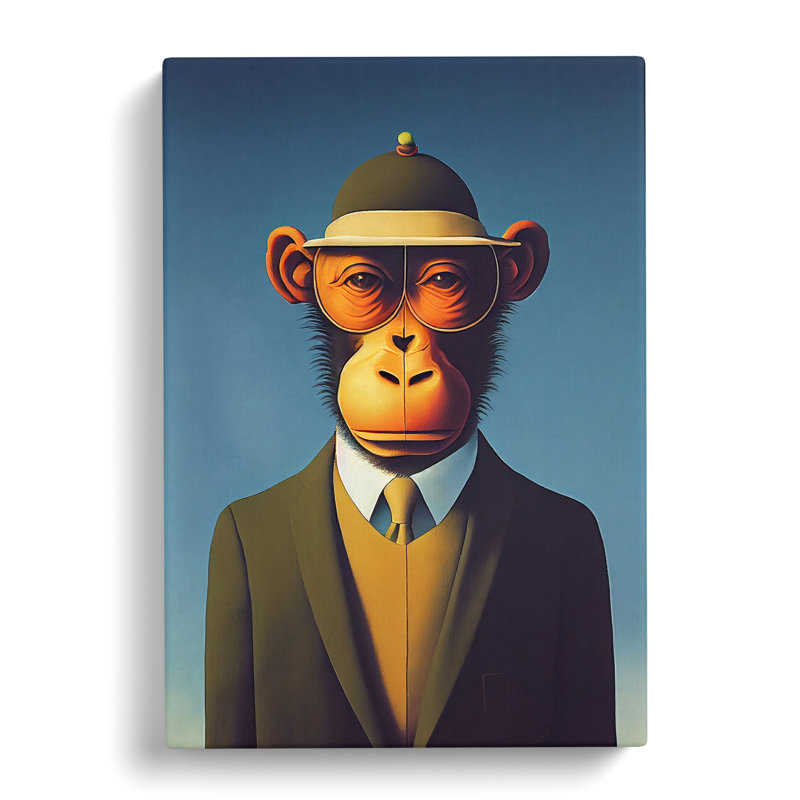 Mr Monkey - Wrapped Canvas Print, 50cm H x 35cm W x 3cm D