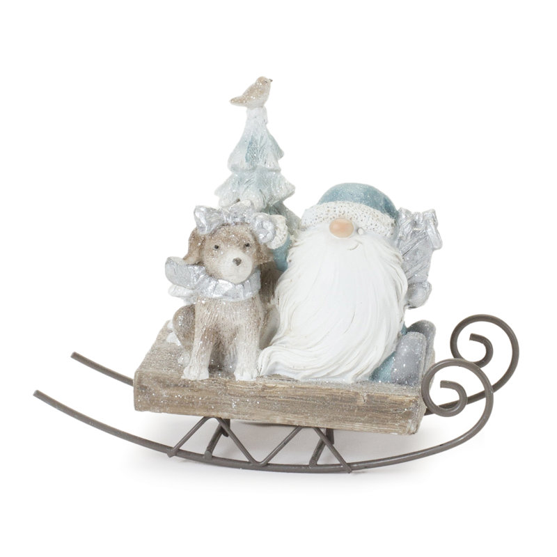 Figurine gnome sur traîneau (ensemble de 2)