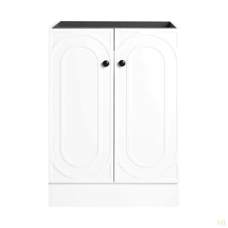 Meuble-lavabo autoportant 24 po avec 2 portes à fermeture en douceur (emballage KD) - sans le lavabo