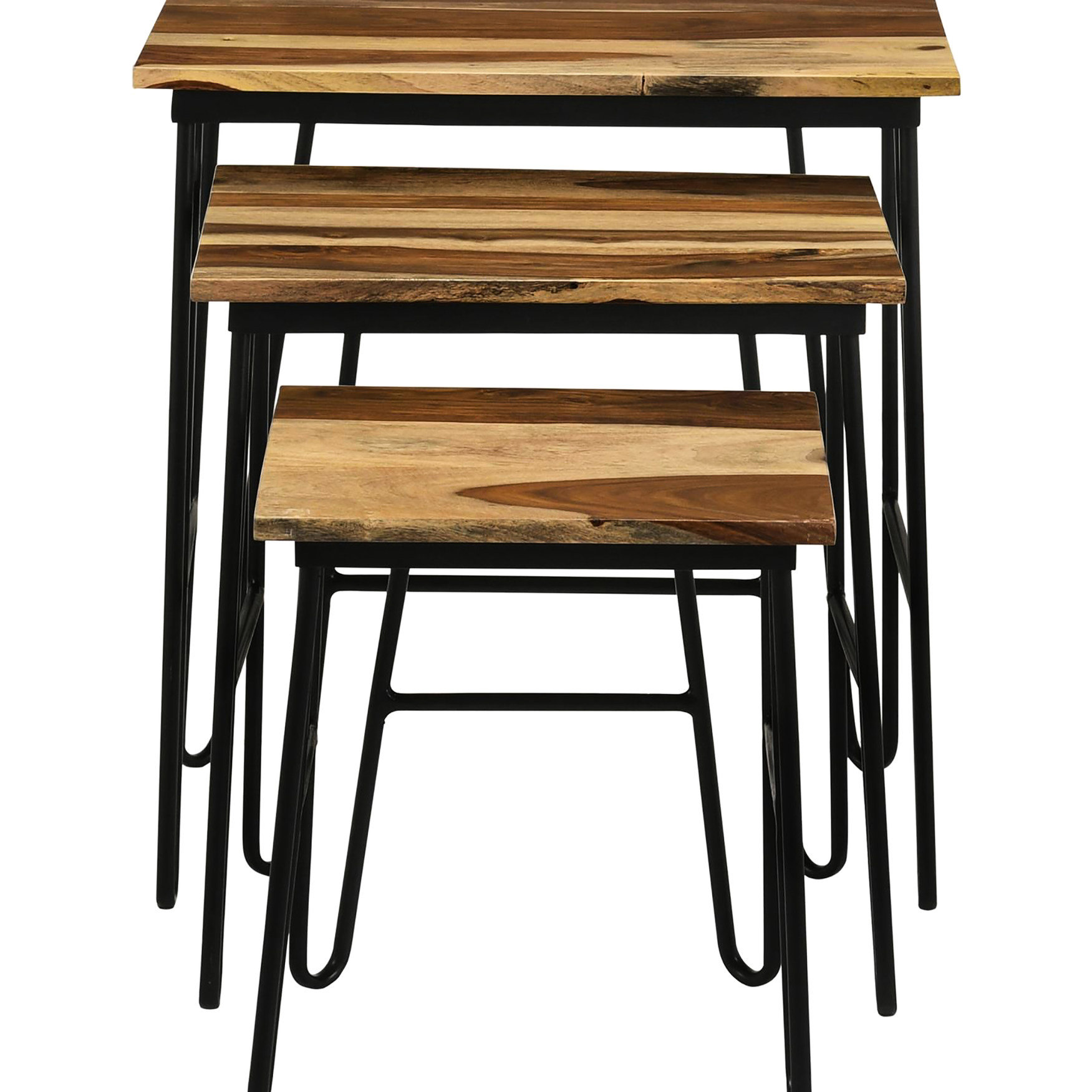 17 Stories Rectangular Nesting Tables With And Black Metal Look Compact ...