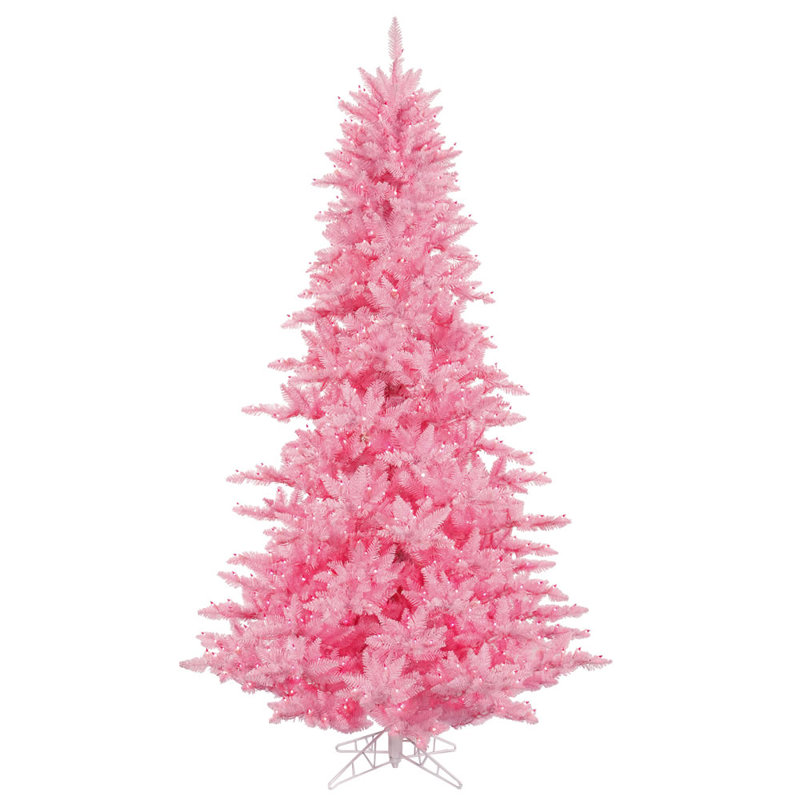 Pink Fir Lighted Artificial Fir Christmas Tree, 6.5' H