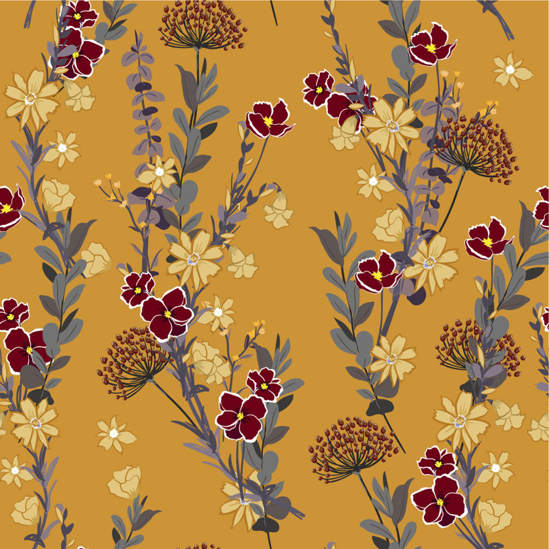 Floral Tile, 2.08' W x 18.75' L