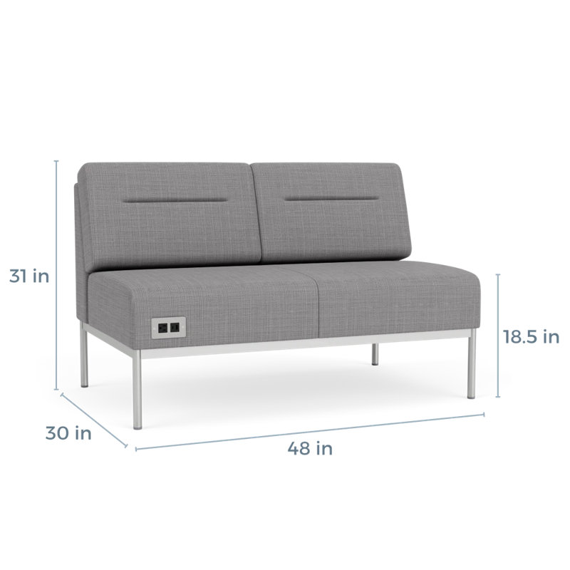 Causeuse Darsey, Avec alimentation, Argent argent, Gris chambray