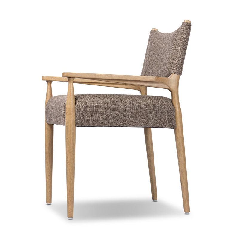 Jayla Upholstered Arm Chair, Natural Oak, Saxon Mink