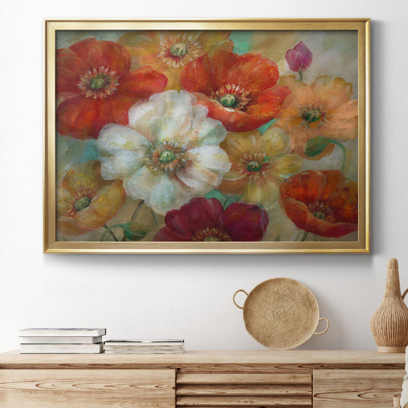 Poppycentric - Peinture sur toile encadrée, Or, H 30,5 po x l 42,5 po x P 1,5 po