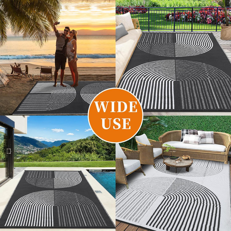 Modern Outdoor Rug, Outdoor Plastic Straw Rug, Durable Outdoor Carpet, Reversible Camping Rugs, Rectangle 6' x 9'