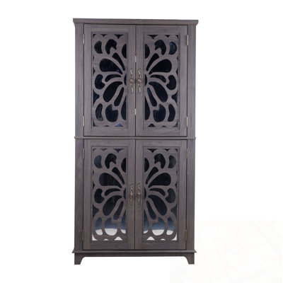 Ranee avec 4 portes en miroir en acrylique et tablettes réglables