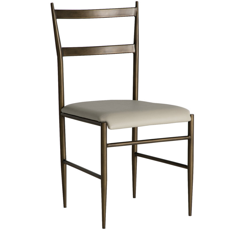 Ward Ladder Back Side Chair in White Leather