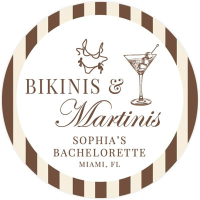 Autocollants de bibelots rayés et bibelots personnalisés pour trousses de gueule de bois, cadeaux de martini espresso, paquet de 40