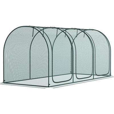 Tente pour plante de jardin 9 'x 4' - Protection des récoltes avec 3 portes à fermeture à glissière, boîte de rangement, 6 piquets de sol, cage de protection par protection et trois pochettes à fermeture à glissière