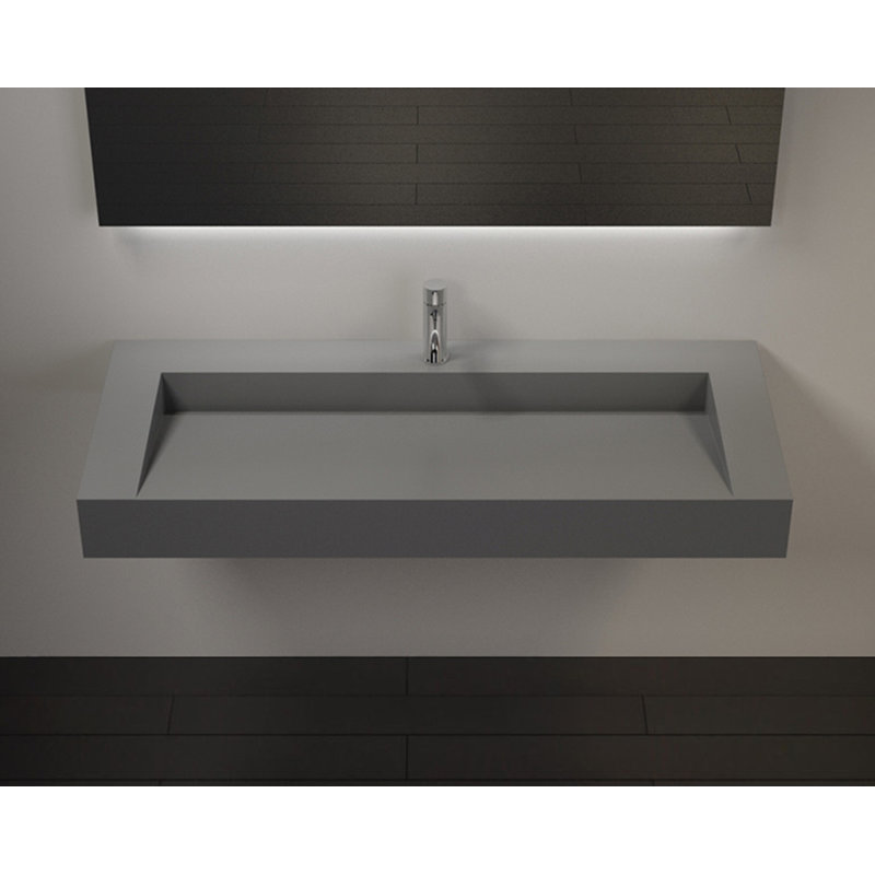 Badeloft 47.2" x 19.7" Stone Resin Wall Mounted Bathroom Sink WT-04-C-MGRY in Matte Gray