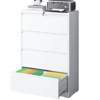 Classeur moderne à 4 tiroirs, classeur en métal blanc pour le bureau, compatible avec format légal / lettre / a4 / f4, classeur à 4 tiroirs verrouillables, classeurs verrouillables de format légal / a4 / f4, rangement robuste