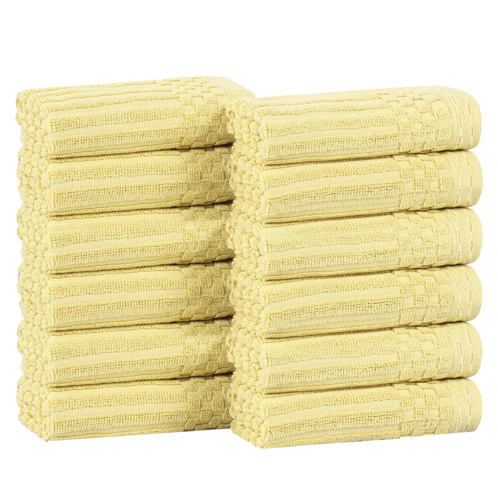 Juras Ribbed Cotton Washcloth Set, Yellow Gold