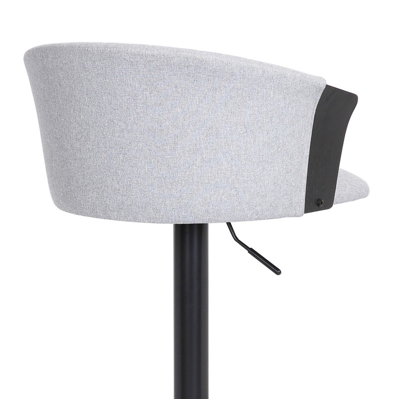 Adjustable Wood Bar Stool With Black Metal, Gray